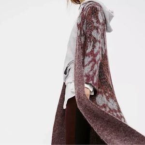 Free People Donatella long sweater coat. Purple grey black. Rare. Small.